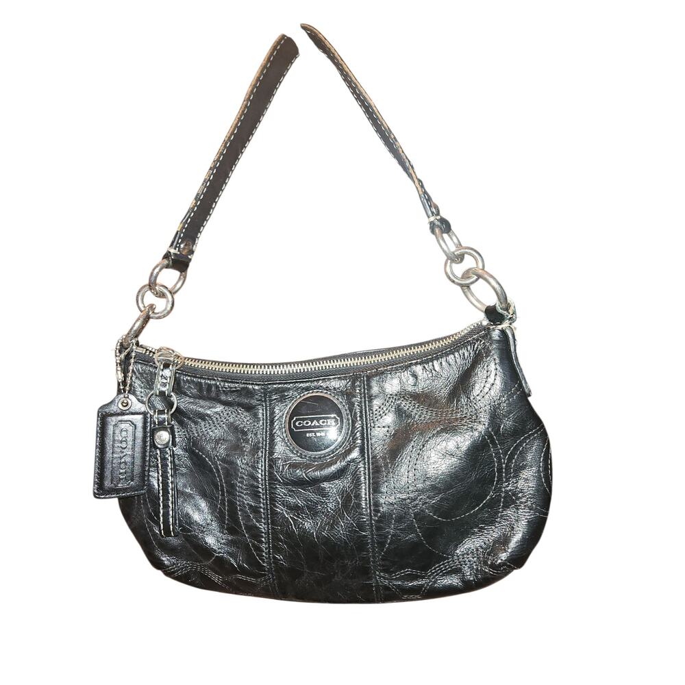 EUC- COACH F15141 Signature Stitched Patent Demi Shoulder/Crossbody Bag